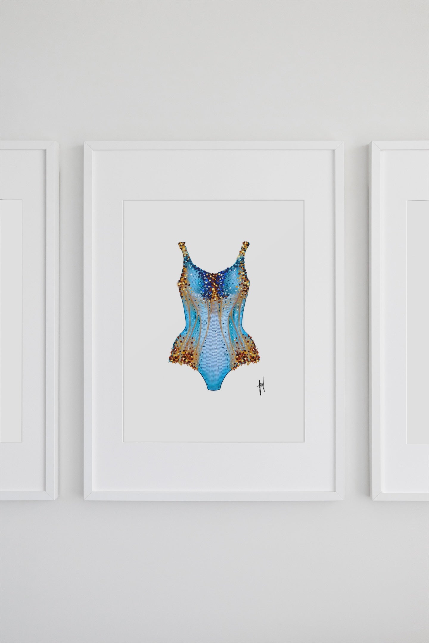 Blue And Gold Bodysuit Art Print image 1