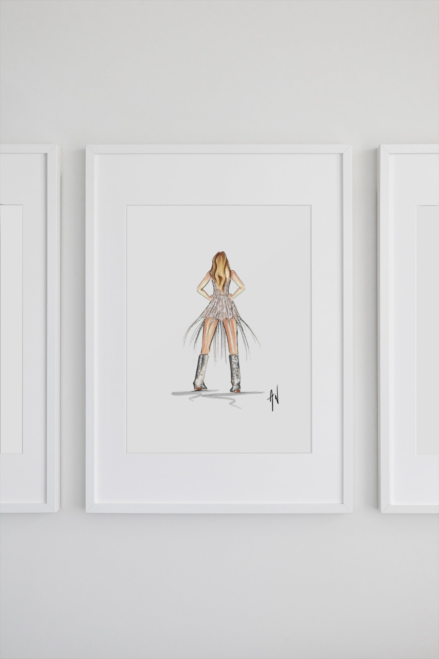 Silver Noodle Dress Art Print image 1