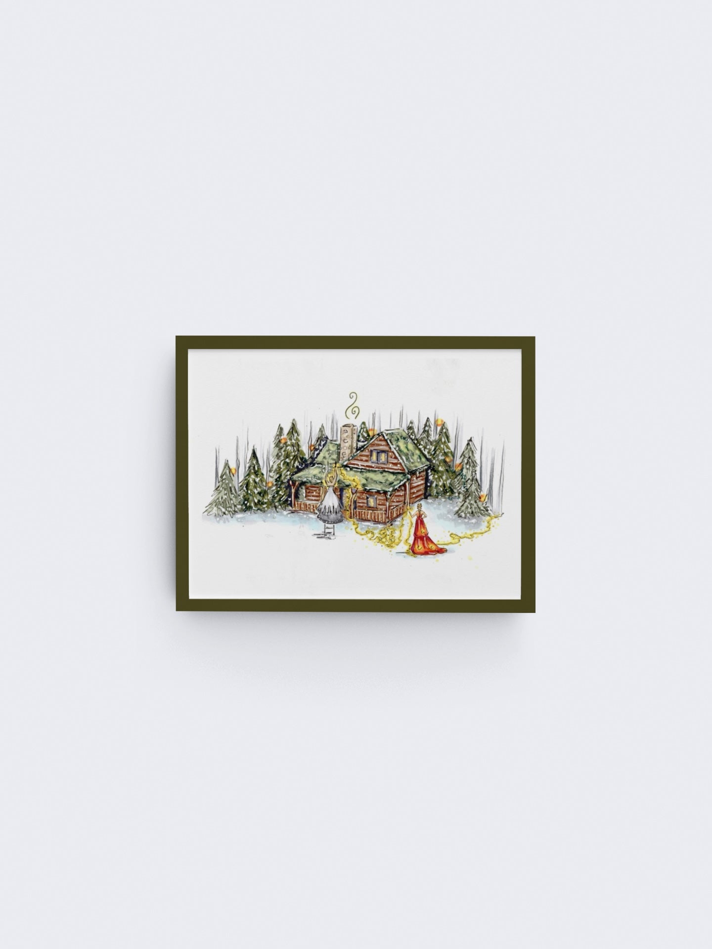The Sisters Christmas Cabin Art Print