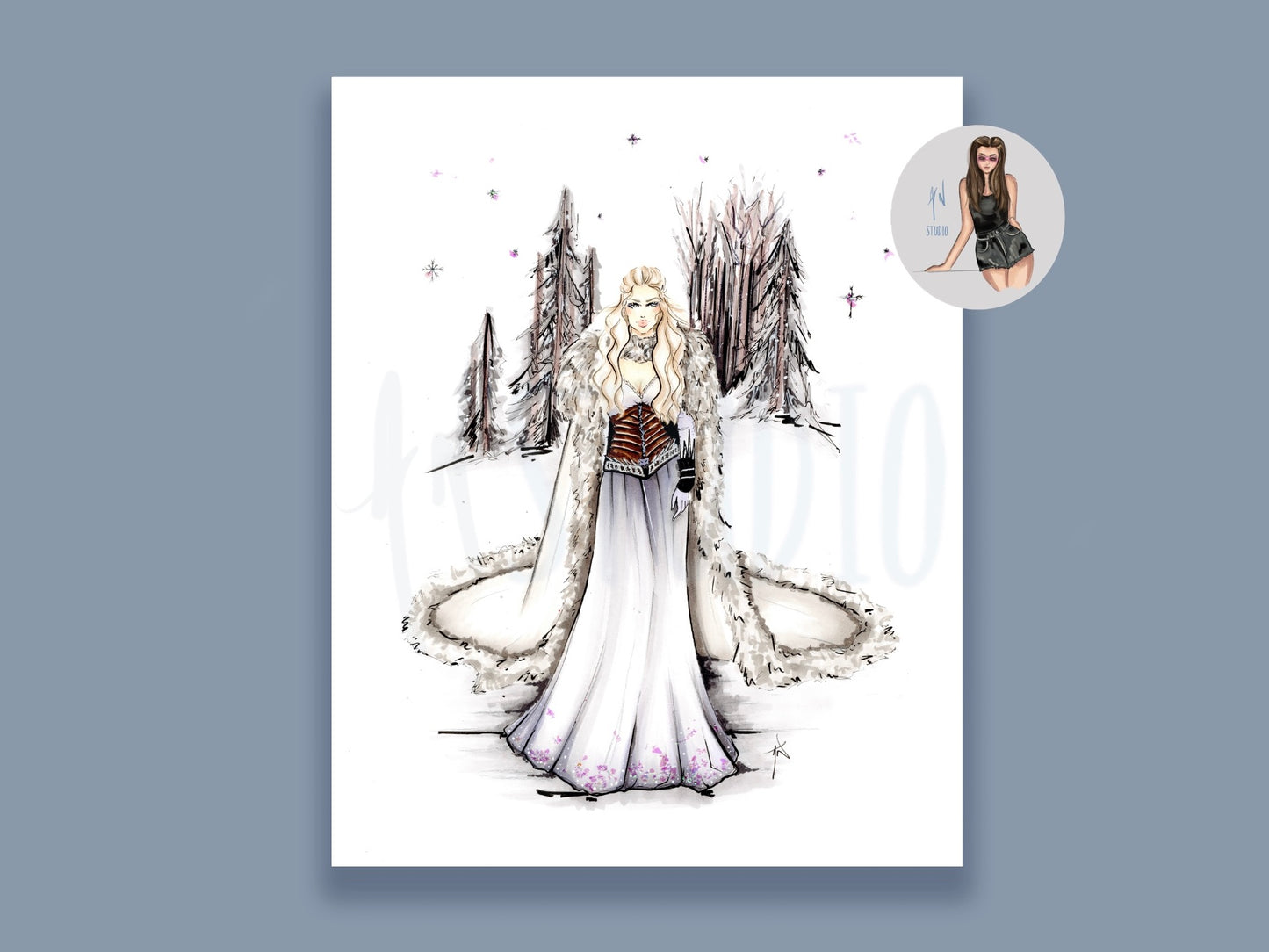 A Winter Court Ball Gown Art Print