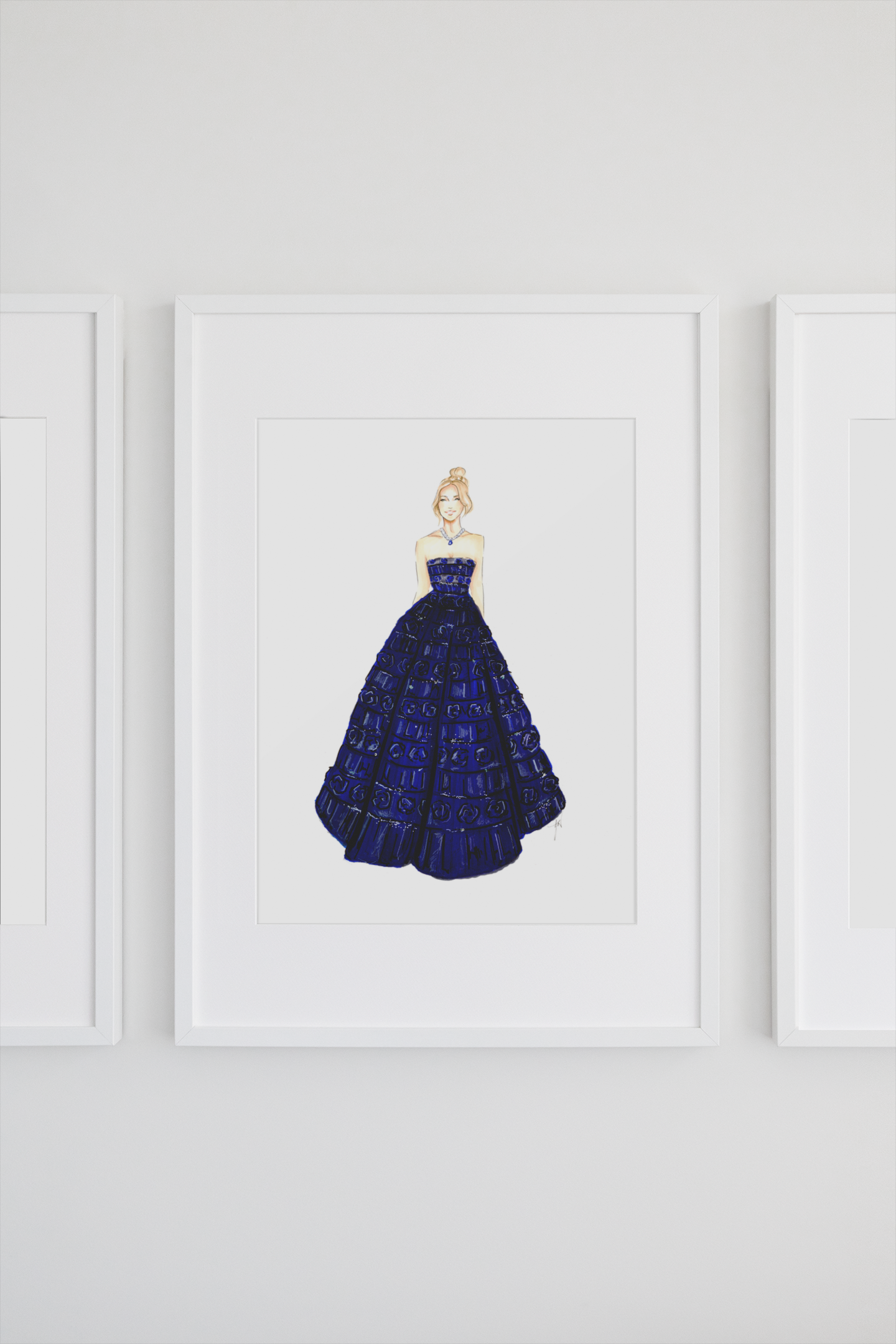 A Navy Ball Gown Art Print image 1