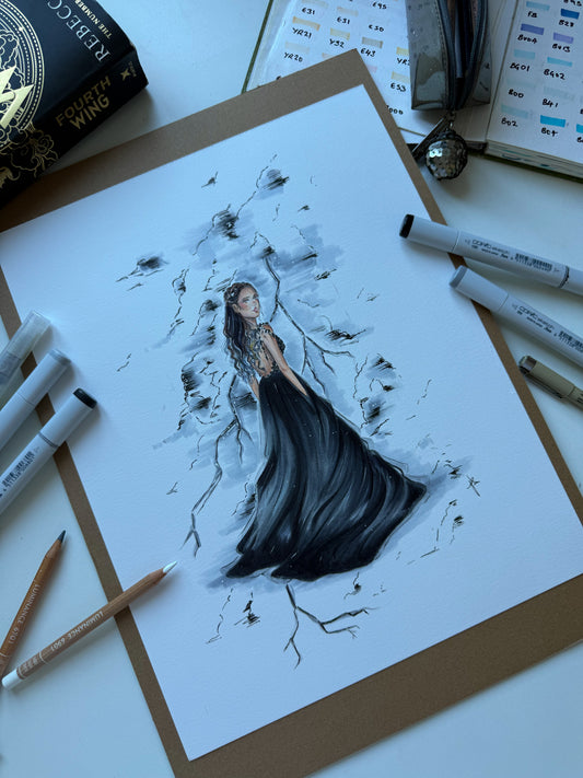 Violet’s Black Leaf Gown Original Artwork