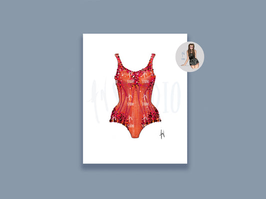 Orange Bodysuit Art Print image 0