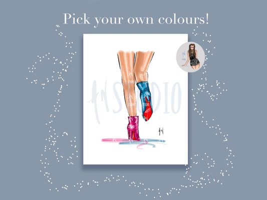 Custom Eras Sparkle Ankle Boots Art Print image 0