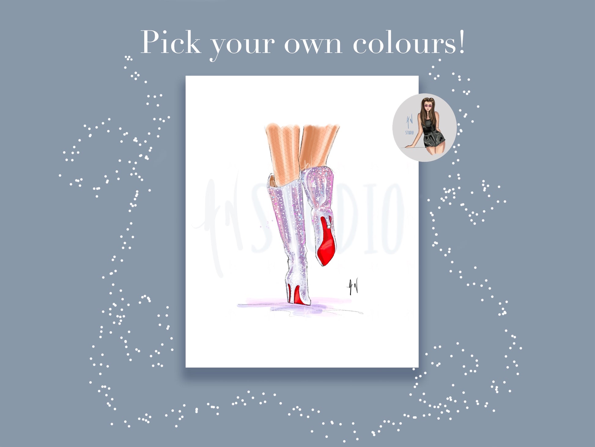 Custom Sparkle Boots Art Print image 0