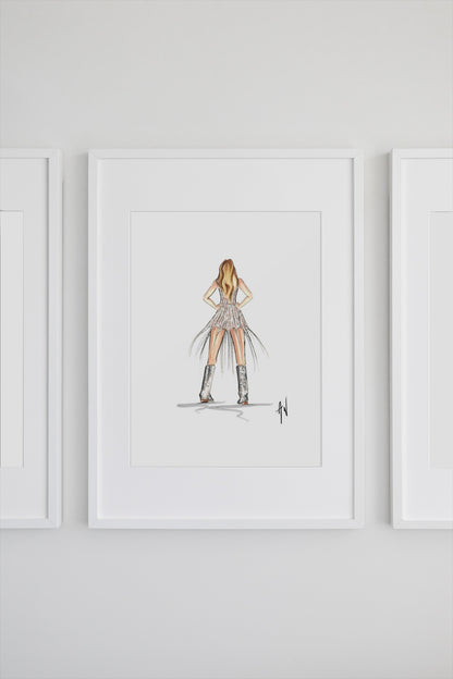 Silver Noodle Dress Art Print image 1
