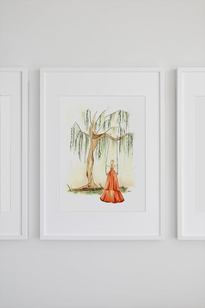 The Swing Under The Willow Art Print