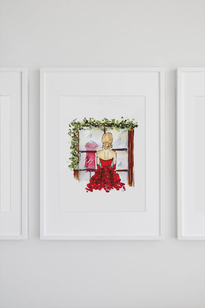 Red’s Christmas Window Shopping Art Print