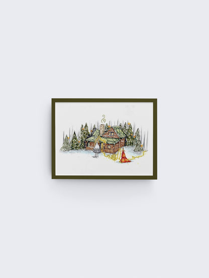 The Sisters Christmas Cabin Art Print