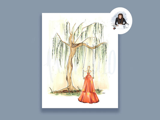 The Swing Under The Willow Art Print