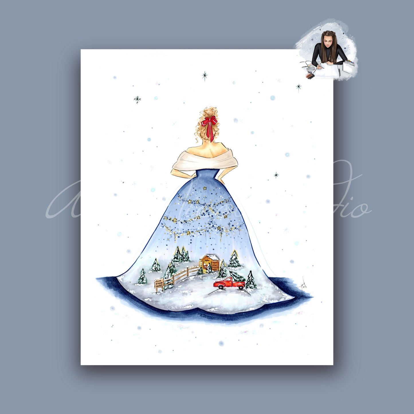 Christmas Tree Farm Ball Gown Art Print