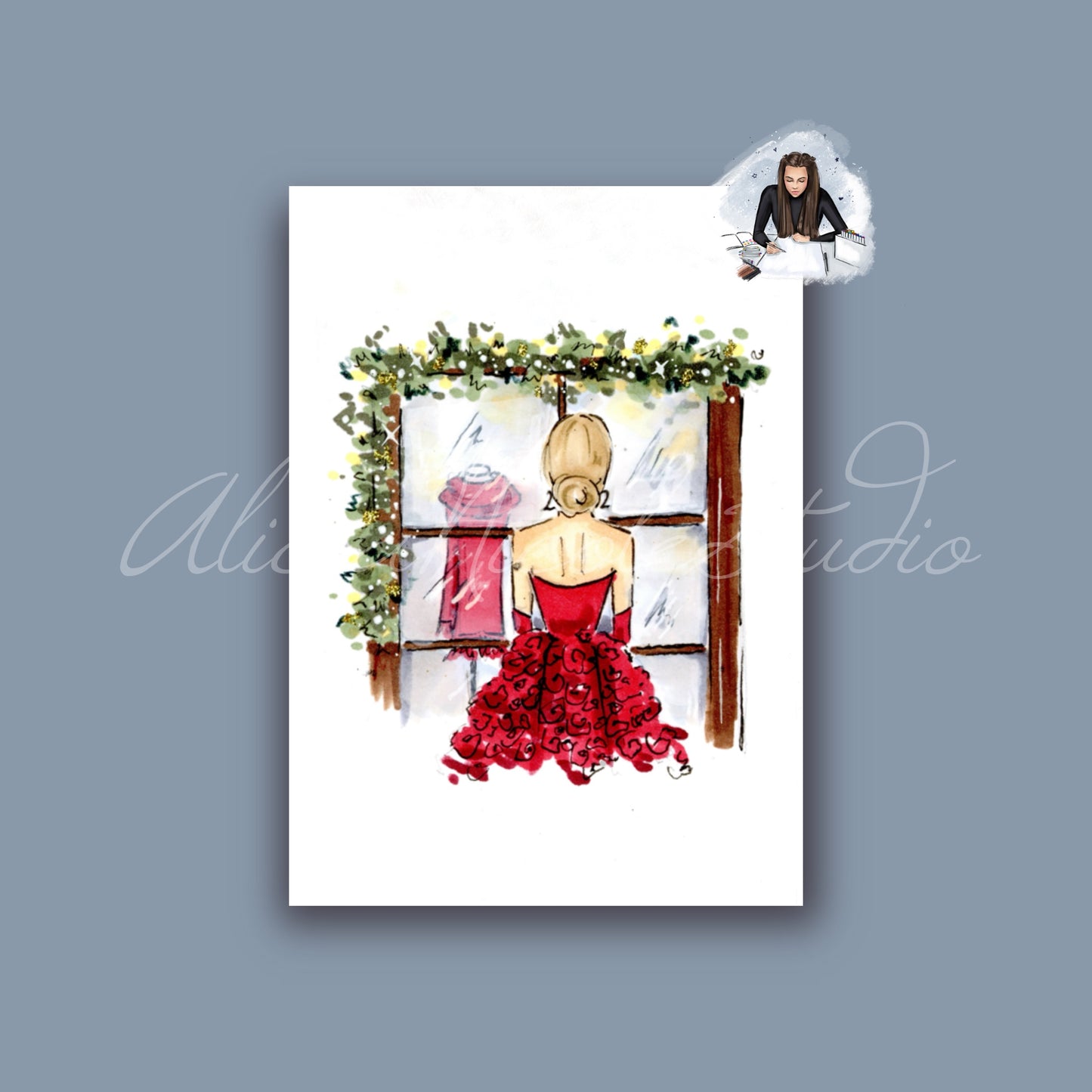 Red’s Christmas Window Shopping Art Print