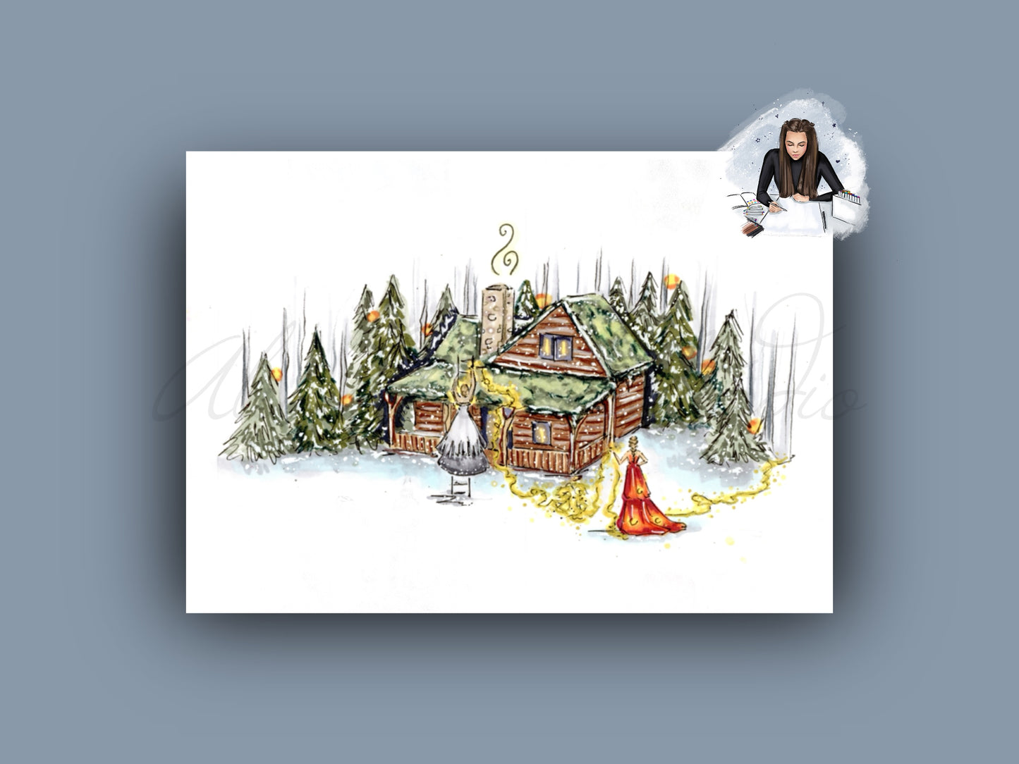 The Sisters Christmas Cabin Art Print