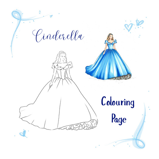 Cinderella Colouring Page DIGITAL DOWNLOAD