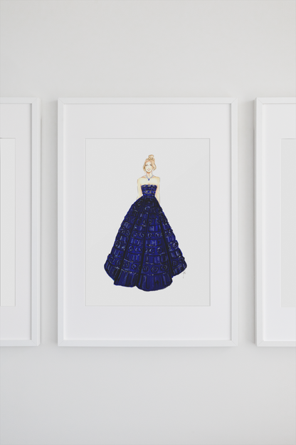 A Navy Ball Gown Art Print image 1