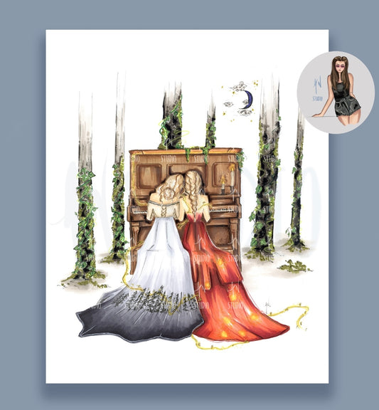 A Sisters Woodland Duet Art Print image 0