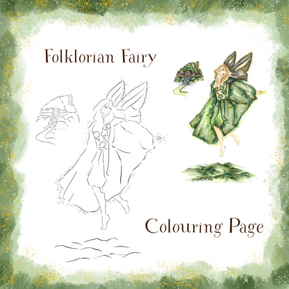 Folklorian Fairy Colouring Page DIGITAL DOWNLOAD