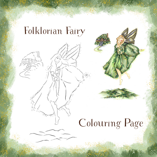 Folklorian Fairy Colouring Page DIGITAL DOWNLOAD